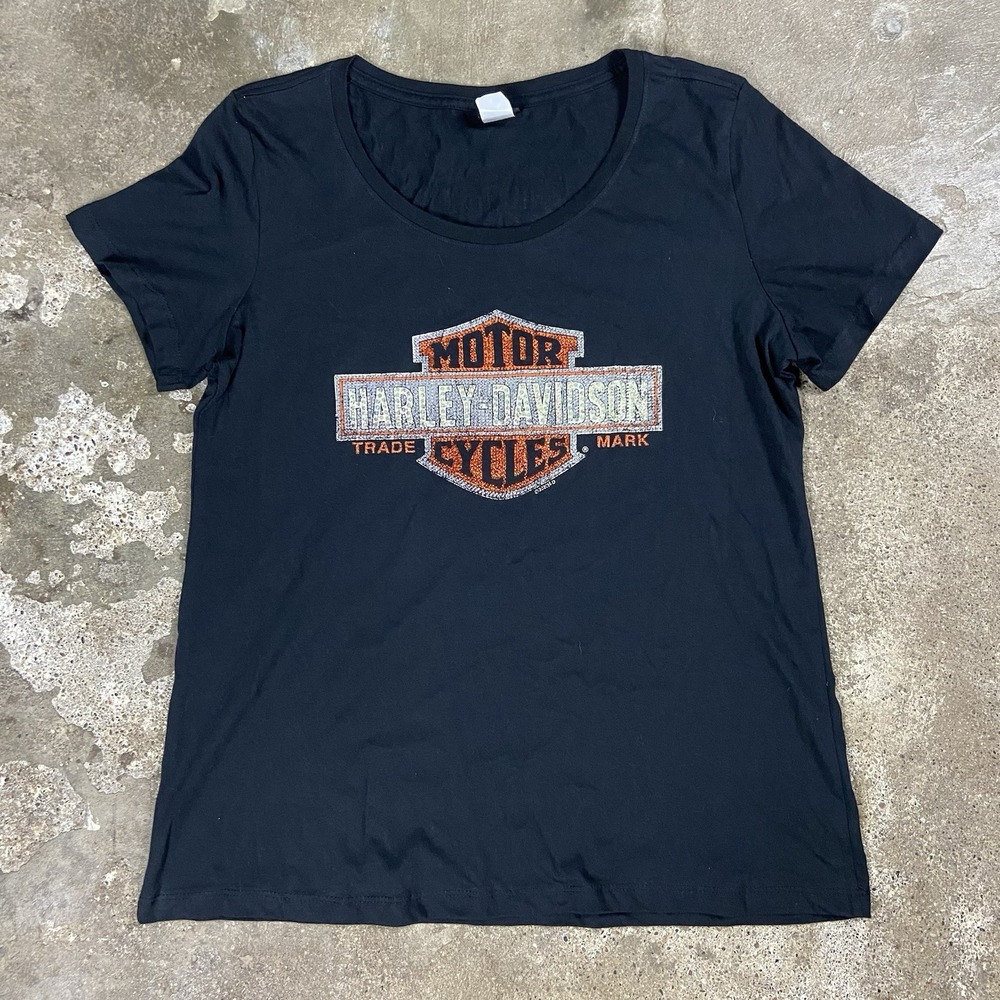 Harley Davidson T-Shirt Womens Size XL Black Las Vegas Nevada Bedazzled Biker